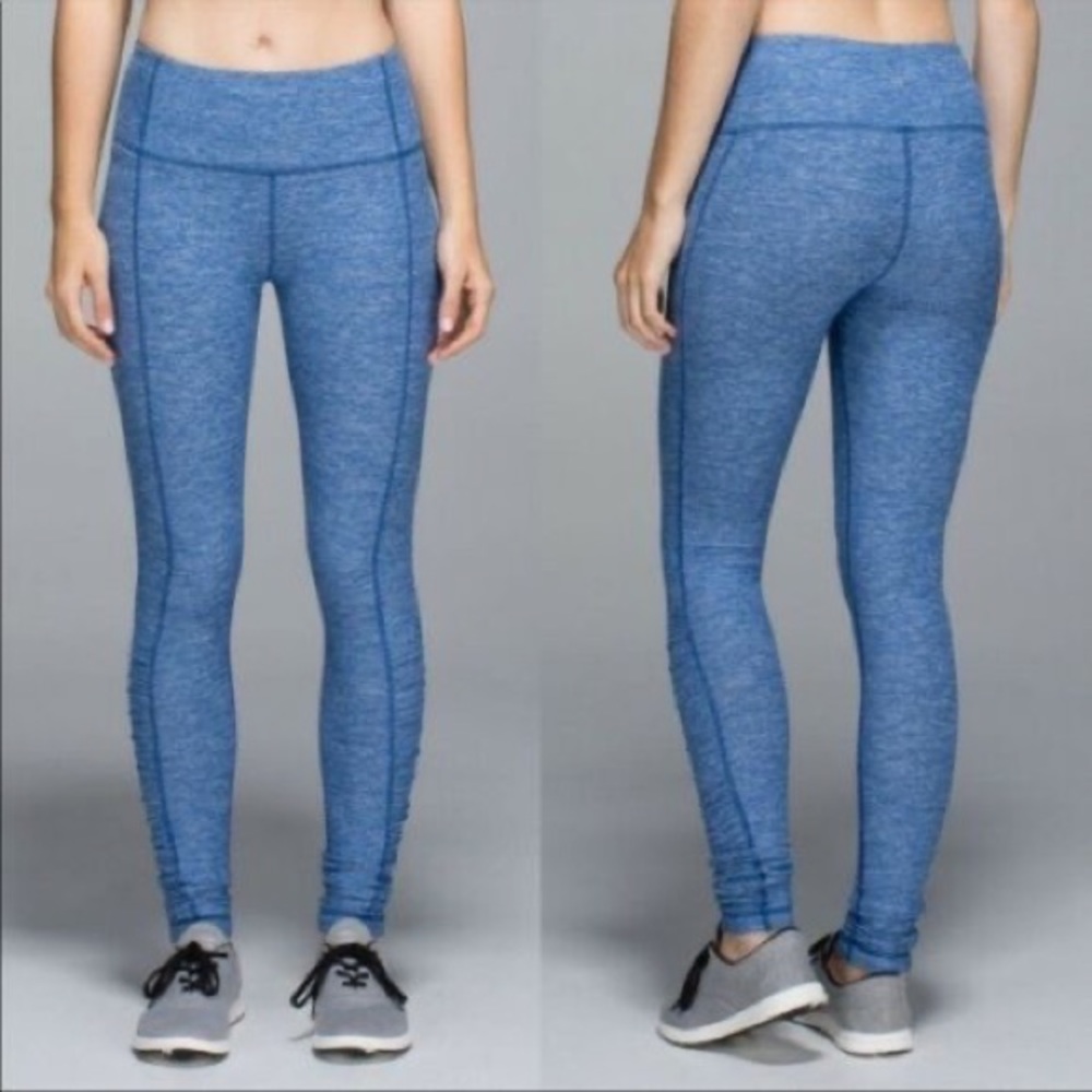 Lululemon Run Turn Around Tight Heathered Rugged Blue